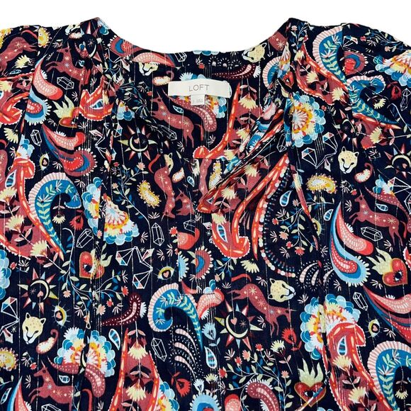 Paisley Long Sleeve V-Neck Blouse Animal Print Mystical - Picture 5 of 12